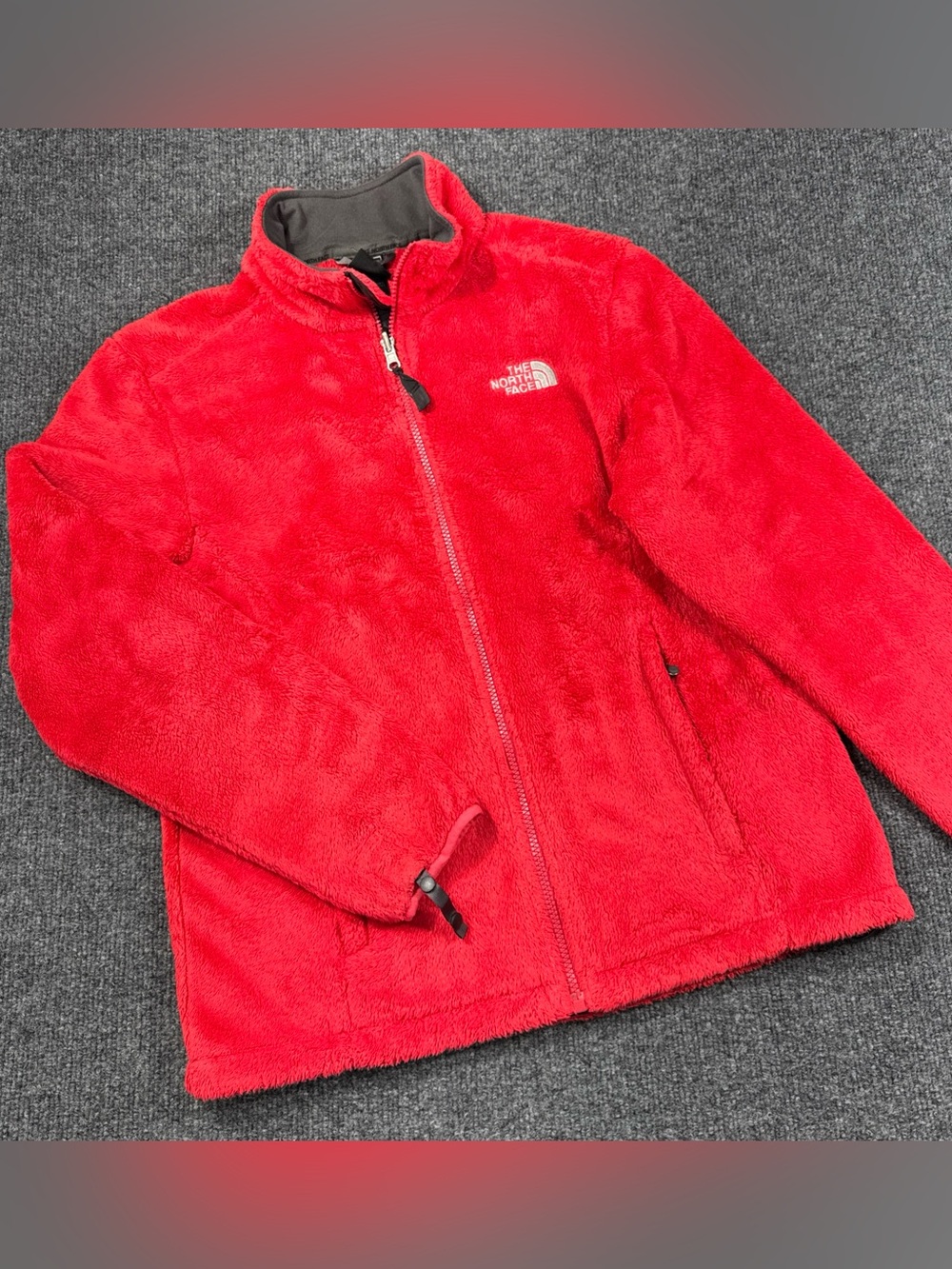 North Face Fleece Jacket Red Osito Hiking Skiing Outdoor Womens Medium